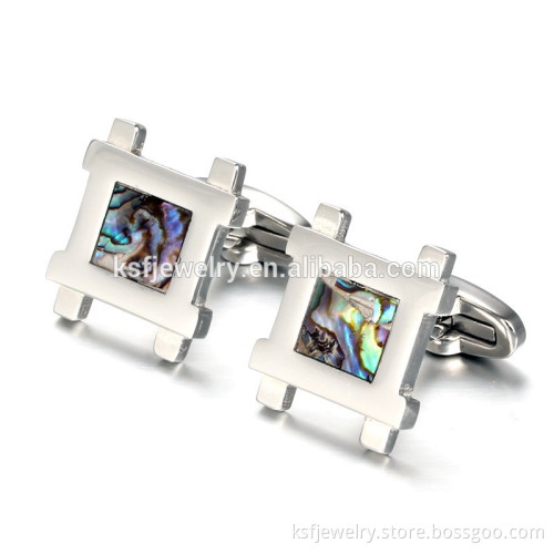 Elegant Stainless Steel Custom Cuffinks Shell Center Jewelry Factory China